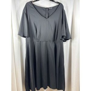 SHEIN Curve Black Flutter Sleeve V Neck Maxi Dress Plus Size 4XL